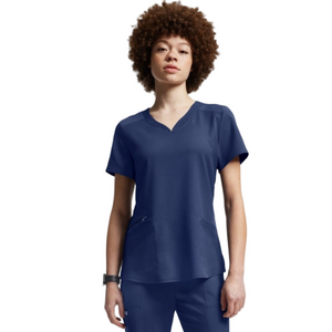 64 NWT! White Cross Vibe Ladies Navy Scrub Healthcare V-Neck Top 🇨🇦